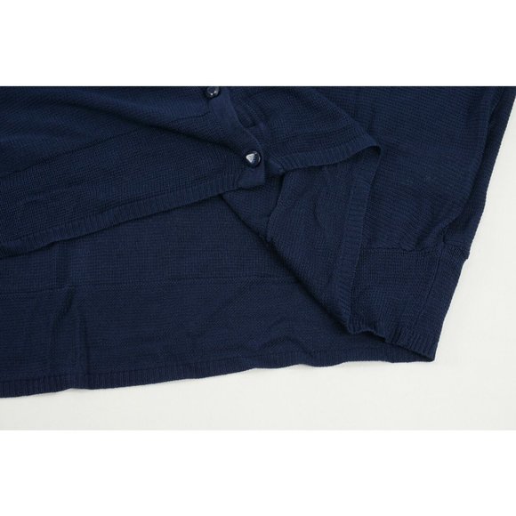 New Cashmere Company Women's 44/46 Blue Knit Cotton Silk V-Neck Cardigan Sweater - Picture 6 of 10